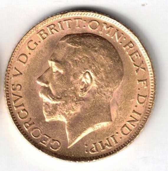 CC0 photograph of a George V gold sovereign obverse