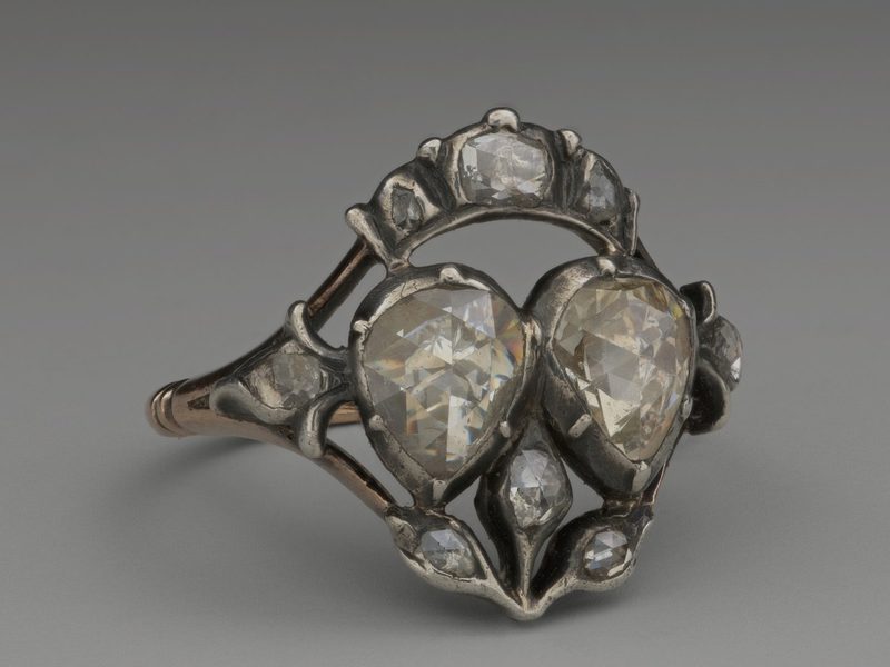 18th-century diamond ring with two pear-shaped stones