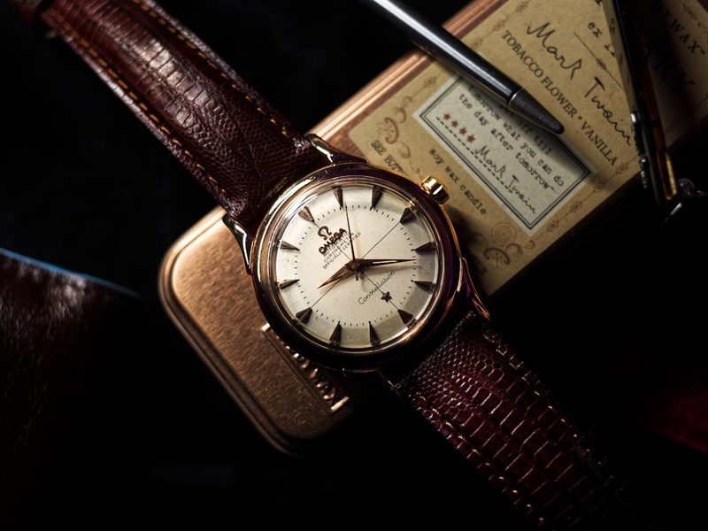 Vintage Omega wristwatch on a leather strap